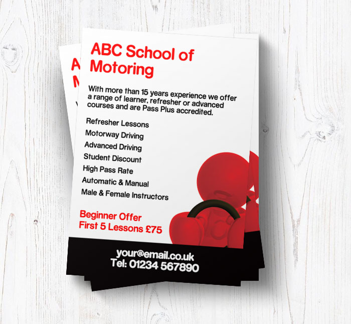 red and black driving leaflets