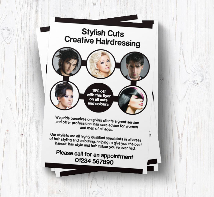 unisex hair salon leaflets