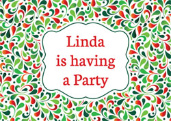 red and green drops party invitations