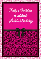 pink and black bow party invitations