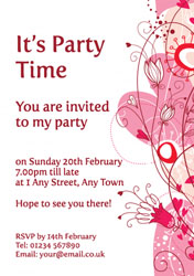 pink floral party invitations