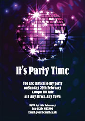 purple disco ball party invitations