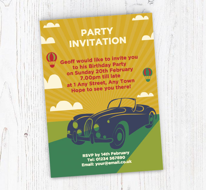 classic car party invitations