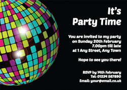 coloured disco ball invitations