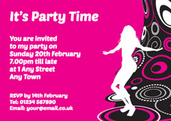 pink disco lady invitations