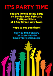 colourful guitars invitations