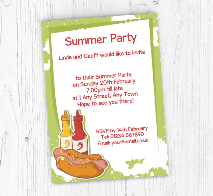 hot dog and sauces invitations