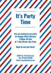 blue and red striped party invitations
