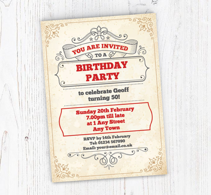 vintage party scroll invitations