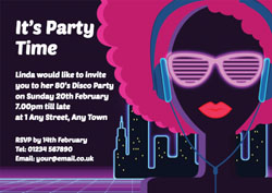80s disco lady party invitations