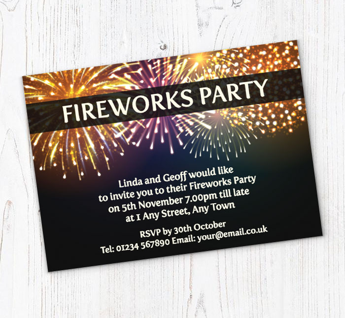 personalised fireworks party invitations
