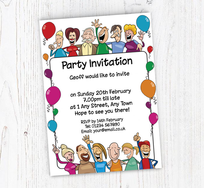 cartoon party people invitations