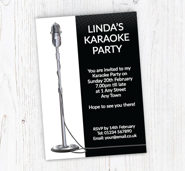 mic stand karaoke party invitations