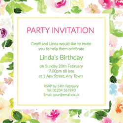 summer roses party invitations