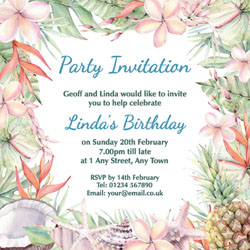 tropical watercolour party invitations