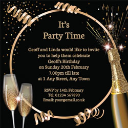 champagne sparkle party invitations