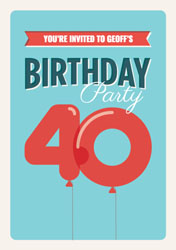 40th balloons party invitations