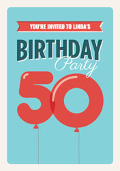 50th balloons party invitations