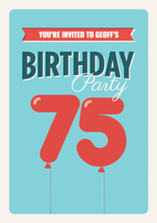 75th balloons party invitations