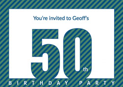 diagonal striped 50th party invitations