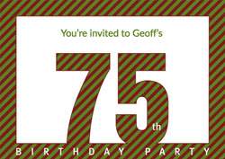 diagonal striped 75th party invitations