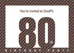 diagonal striped 80th party invitations