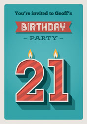 21st retro candles party invitations