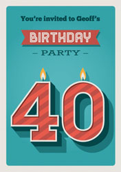 40th retro candles party invitations