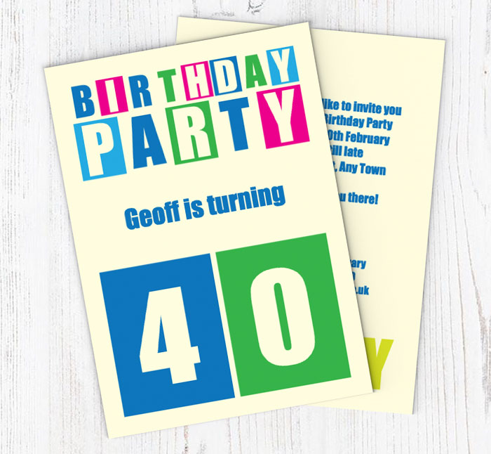 cut out 40th birthday party invitations