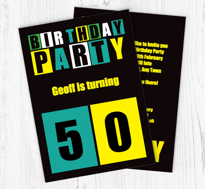 cut out 50th birthday party invitations