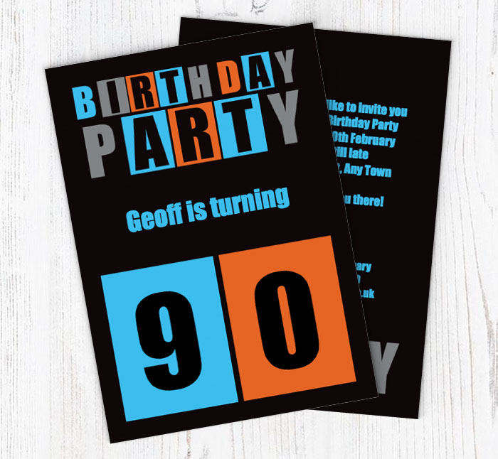 cut out 90th birthday party invitations