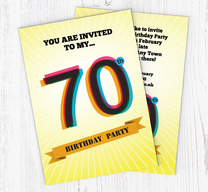 retro 70th birthday party invitations