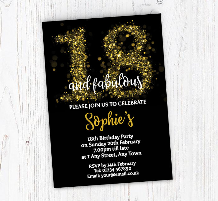 sparkly 18th birthday party invitations