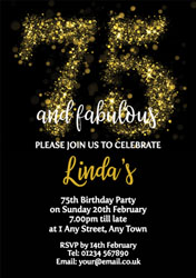 sparkly 75th birthday party invitations