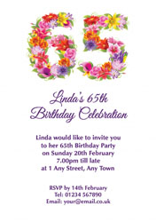 floral 65th birthday party invitations