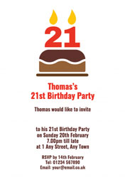 21st candles on cake party invitations
