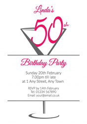 cocktail glass 50th party invitations