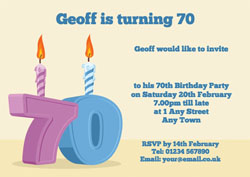 70th candle birthday party invitations