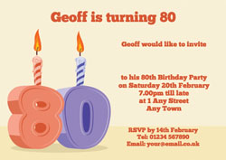 80th candle birthday party invitations