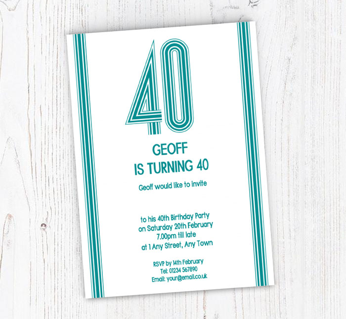 40th vertical stripes party invitations
