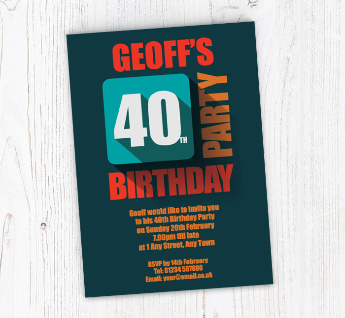 in relief 40th party invitations
