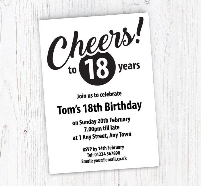 cheers to 18 years party invitations