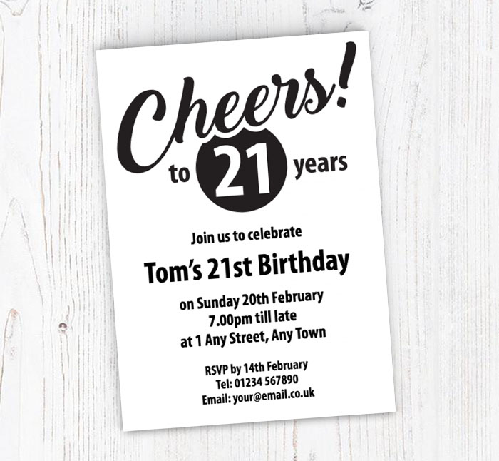 cheers to 21 years party invitations