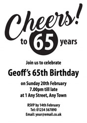 cheers to 65 years party invitations