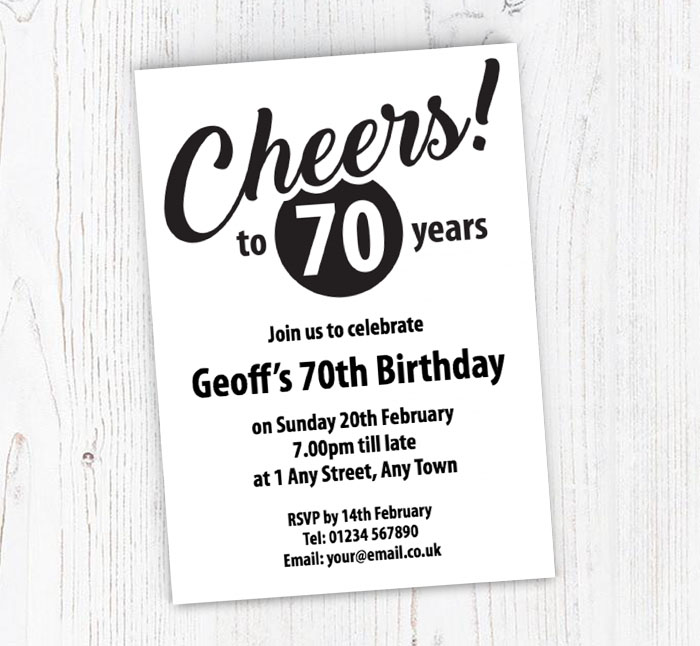 cheers to 70 years party invitations