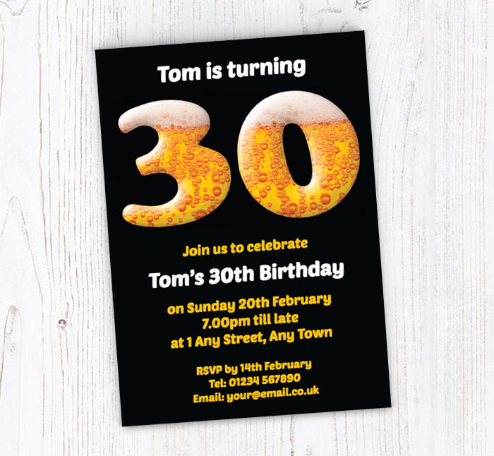 30th birthday beer party invitations
