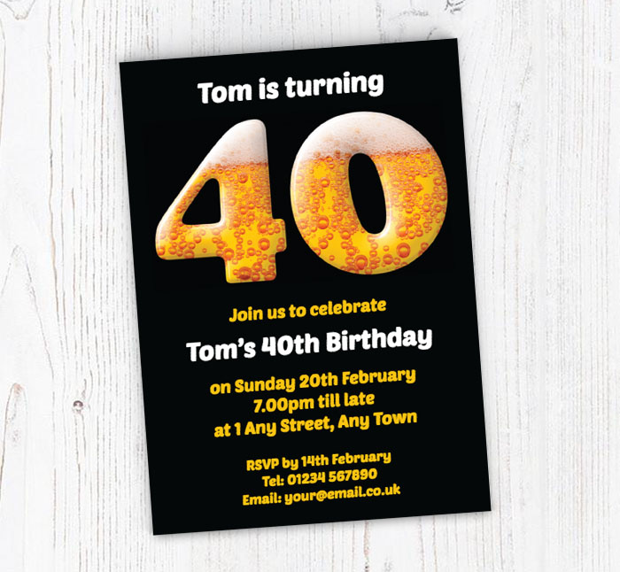 40th birthday beer party invitations