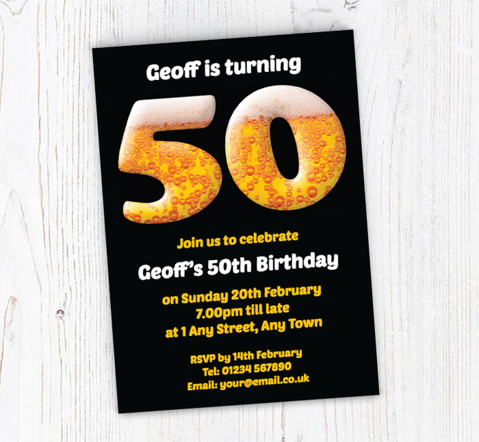 50th birthday beer party invitations