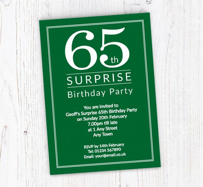 surprise 65th birthday party invitations