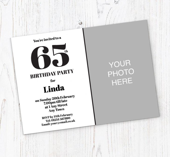 65th photo birthday party invitations